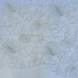Home Decorators Collection White Cotton Quilt Scalloped Monstera Leaf Queen